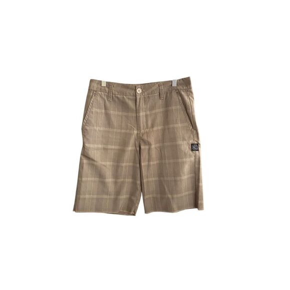 Rip curl men’s brown plaid, unhemmed edge, shorts, size 30 - Picture 2 of 6